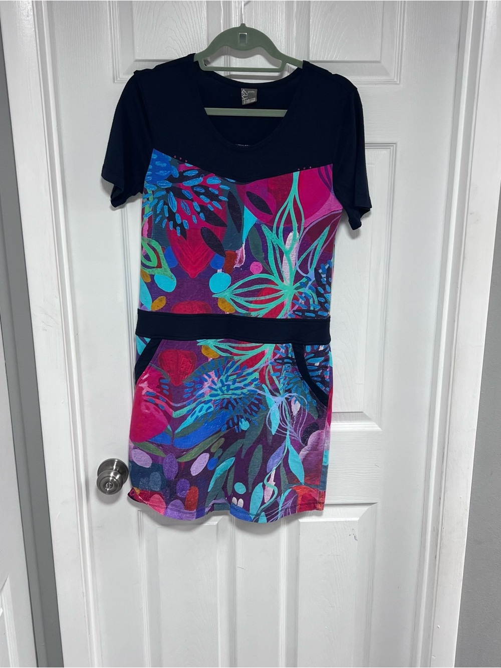 Simply ART by Dolcezza Floral Print Short Sleeve Dress in Multicolor Size S